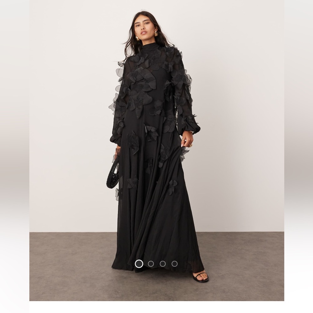 ASOS Edition Black Floral Appliqué Maxi Dress